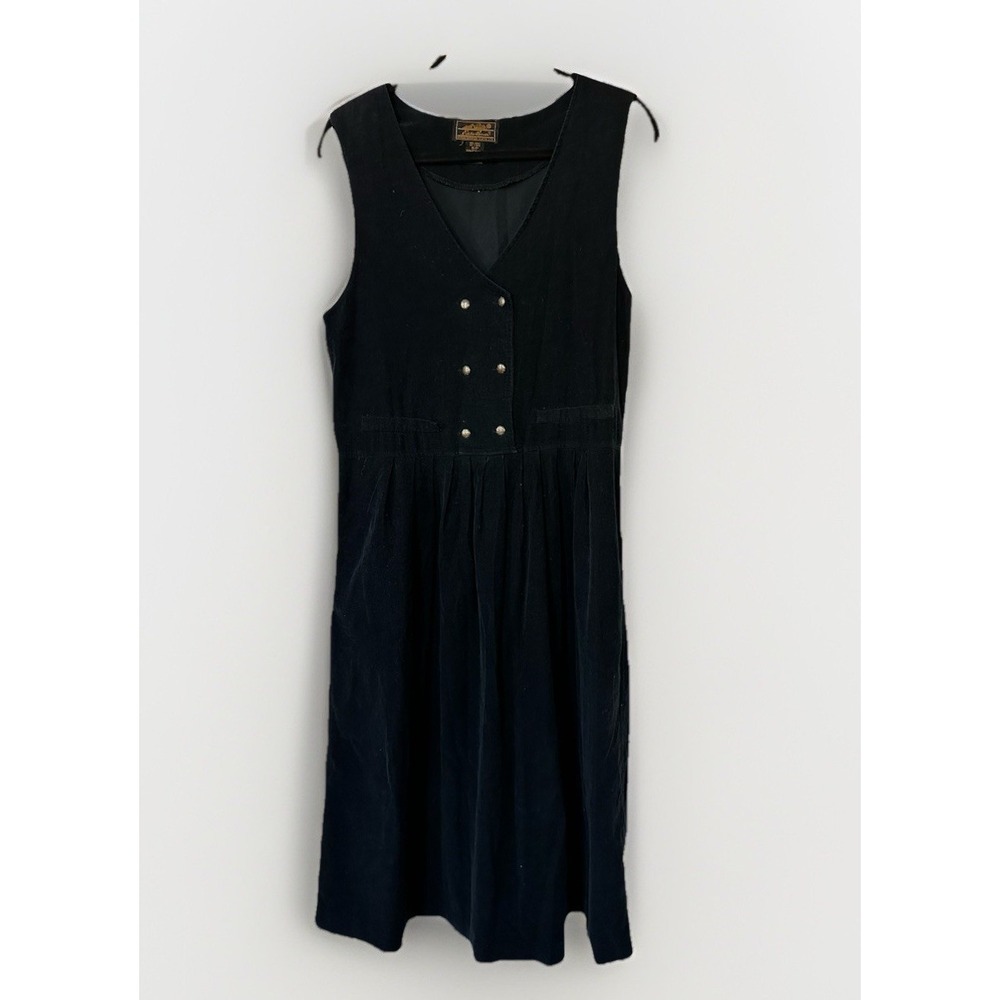 Eddie Bauer Corduroy Midi Dress S Navy Modest Cottagecore Prairie Country Vtg